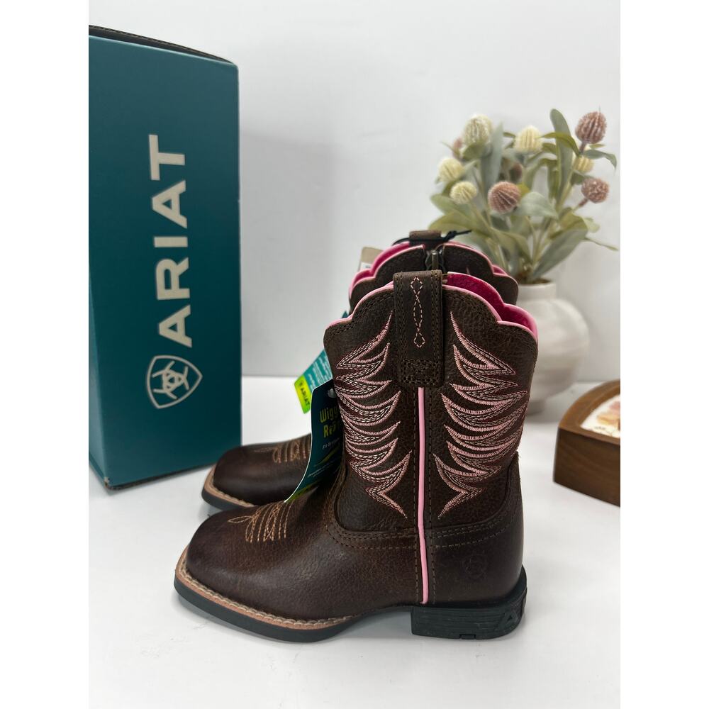 Ariat Firecatcher Leather Western Boots Rowdy Brown Kids 10 Medium NWB